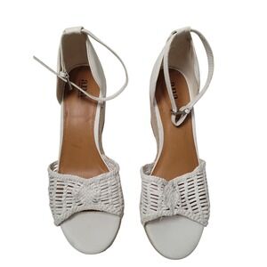 Ana Horizon Espadrille White Woven Wedge Sandals Size 11 Ankle Strap Open Toe